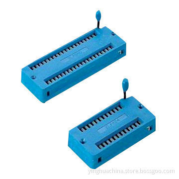 2.54mm zero insertion pressure IC sockets, 7.62/15.24mm, 24-/28-/32-/40-/48-pin